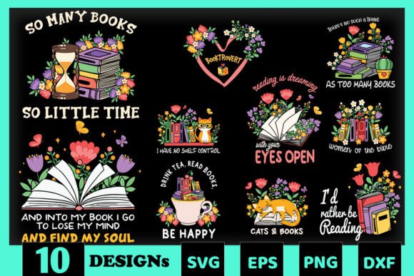 Book Floral Quote SVG Bundle