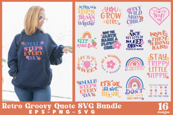 Retro Groovy Quote SVG Bundle: Graphics for Crafts & Creative Brands