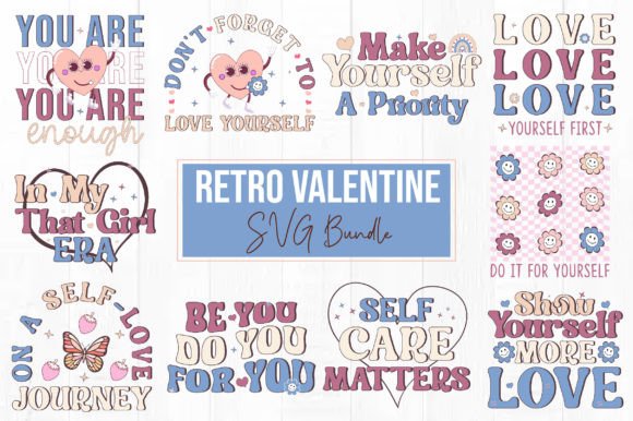 Retro Self Love Quote SVG Bundle: Graphics for Crafts